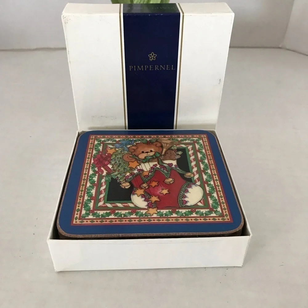 NWOT - Pimpernel Christmas Bears Stocking Coasters From England